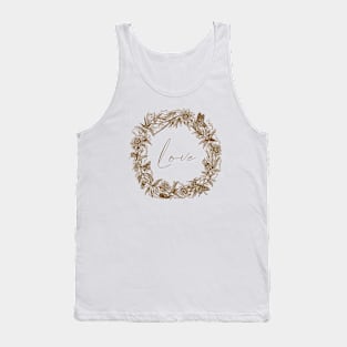 Floral Wreath with Butterflies and Love Word Tank Top